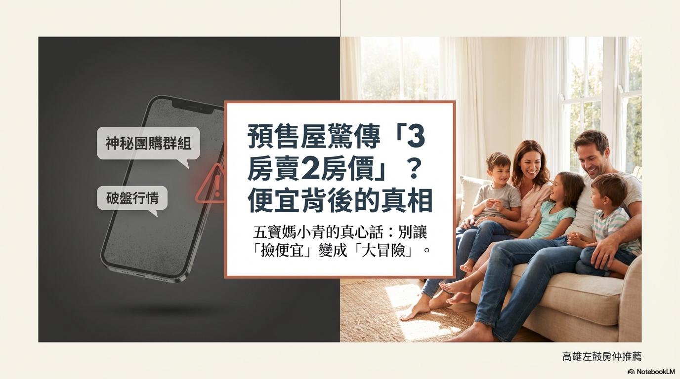 高雄左鼓房仲推薦-五寶媽小青-預售屋3房賣2房價陷阱-左營鼓山買房安全名單